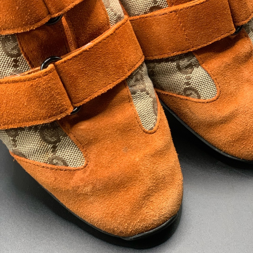 Gucci Orange Suede & GG Canvas Sneakers - Picture 4 of 15